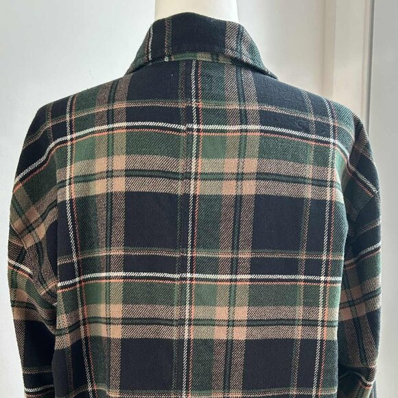 Brixton Forest Green Plaid Cotton Blend Cropped Shacket with Pockets – US S - Picture 6 of 12